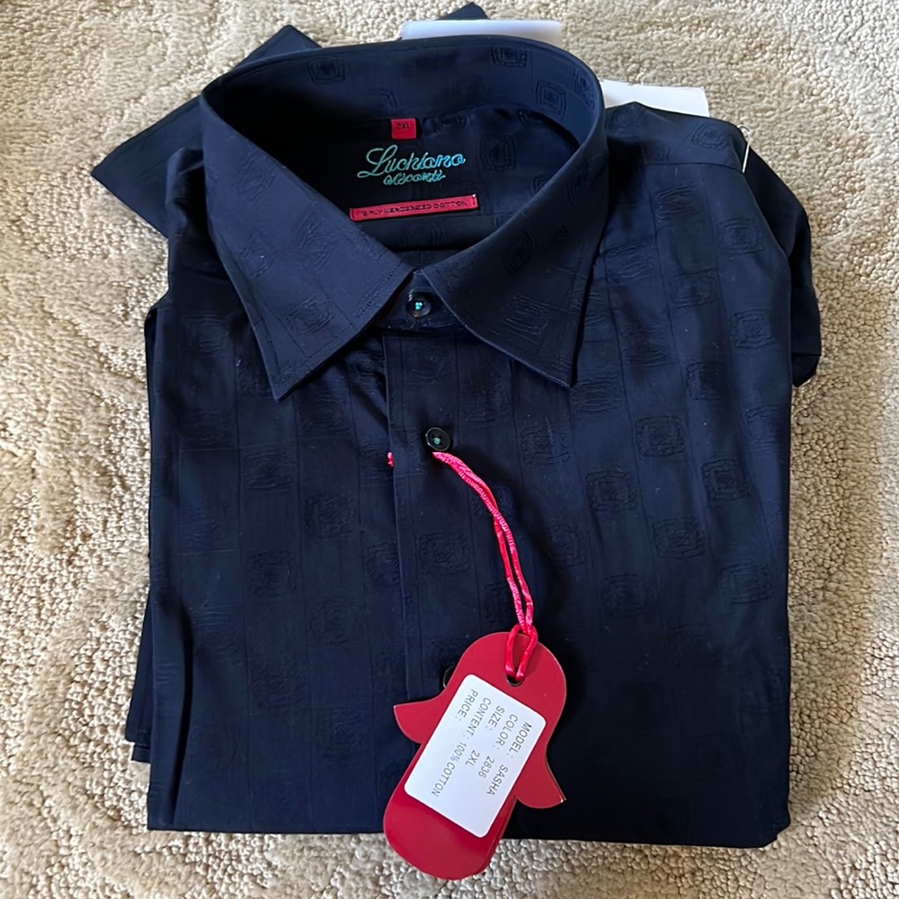 Men's brand new black luchiano Visconti dress sHirt size 2xl with tags